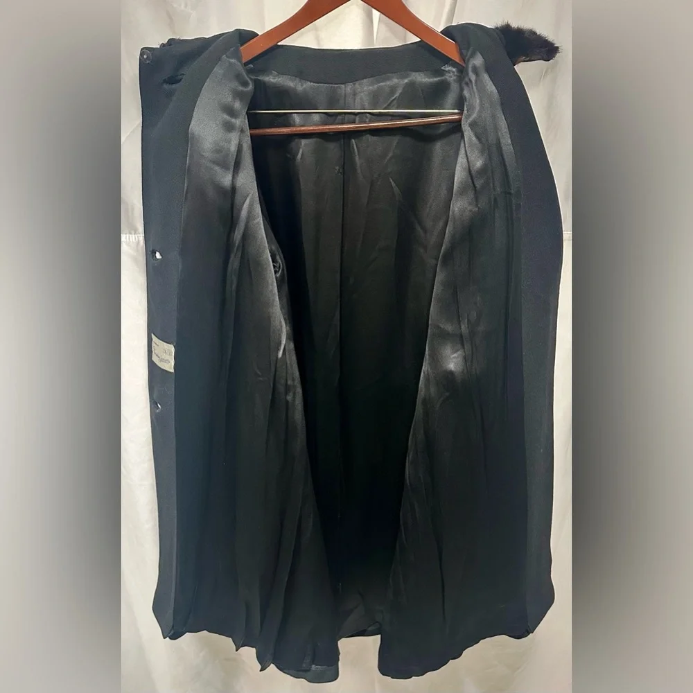Vintage 60’s Braetan Juniors Black Coat Mink Collar Large EUC Union Made USA - Picture 7 of 12